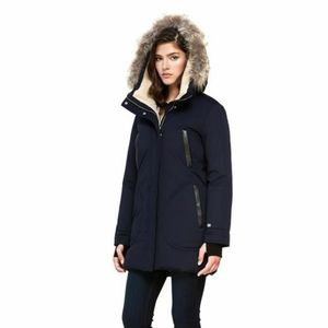 Saundra classic down coat with natural fur
